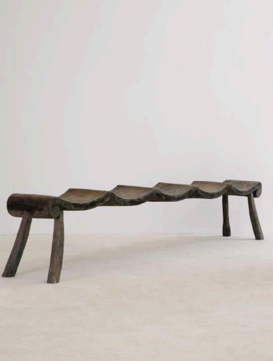 PRIMITIF BENCH TAPERED LEG CURVED SEAT