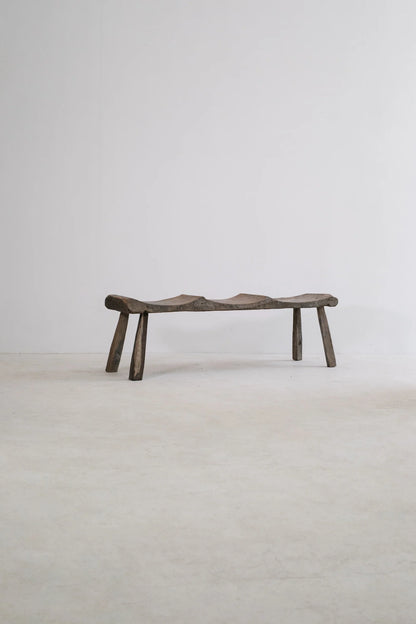 PRIMITIF BENCH TAPERED LEG CURVED SEAT