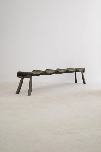 PRIMITIF BENCH TAPERED LEG CURVED SEAT