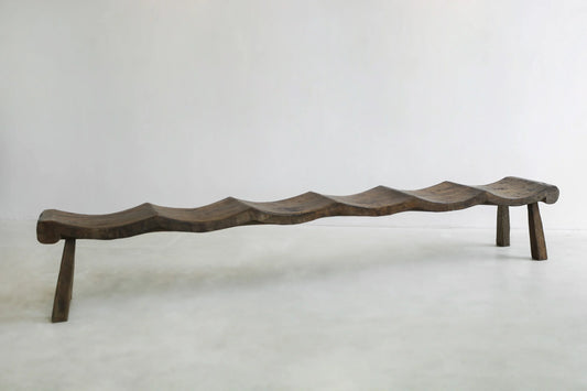 PRIMITIF BENCH TAPERED LEG CURVED SEAT