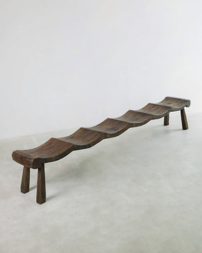 PRIMITIF BENCH TAPERED LEG CURVED SEAT