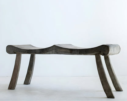 PRIMITIF BENCH TAPERED LEG CURVED SEAT